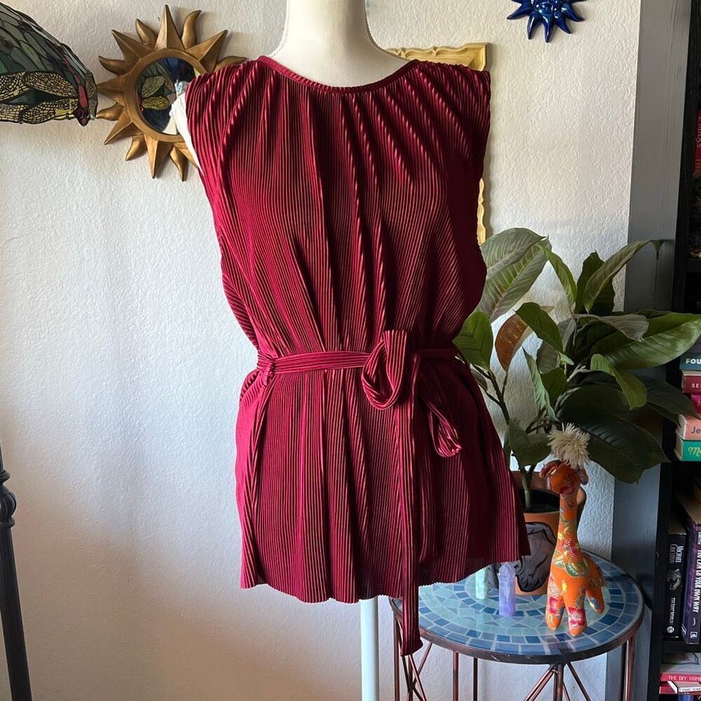Vici Size Medium Burgundy Red blouse Front tie